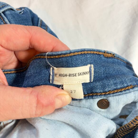 Madewell womens medium wash 11" high rise skinny jeans.  Size 27. - Picture 3 of 5